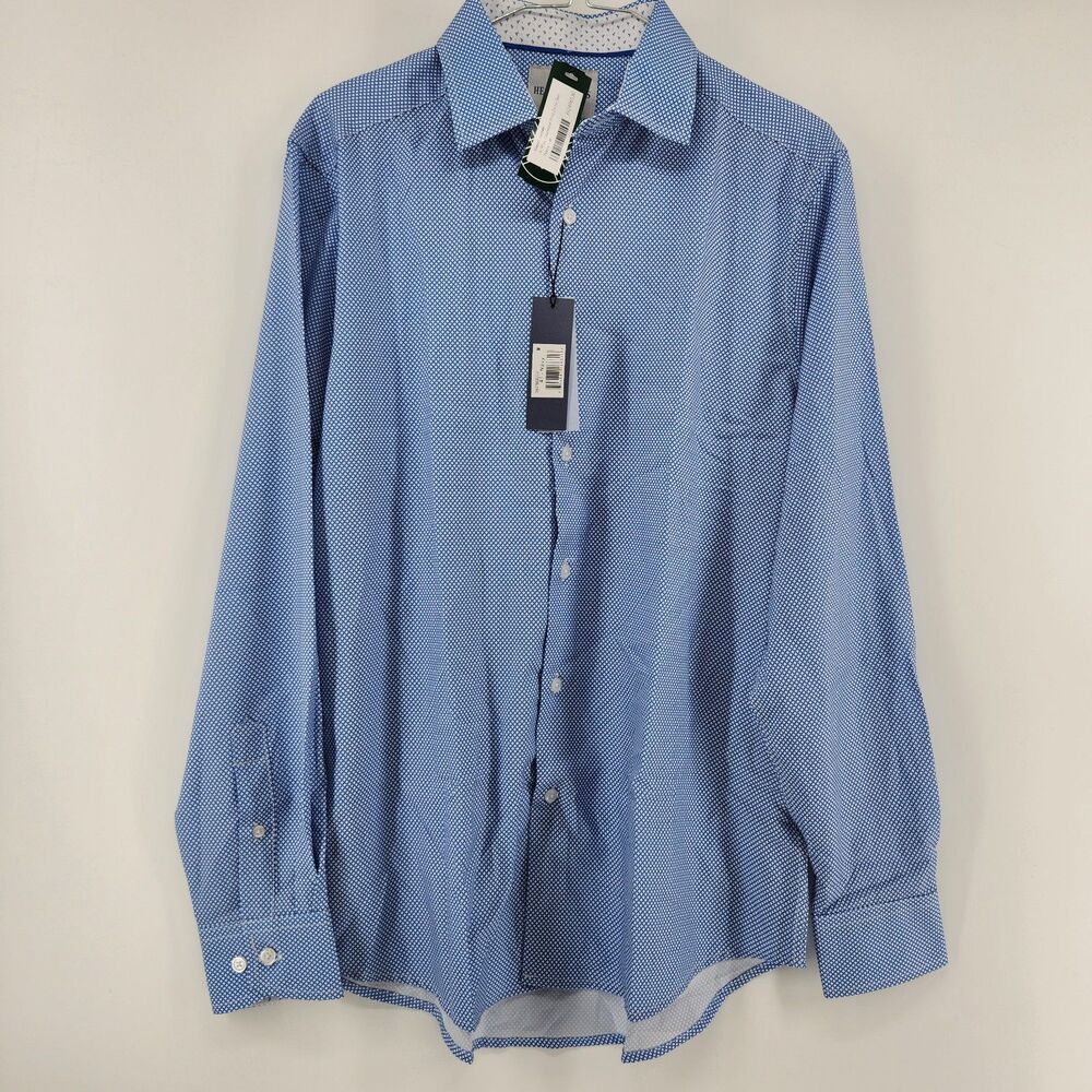 Henri James Men's Navy Medium 4-Way Diamond‎ Print Dress Shirt NWT